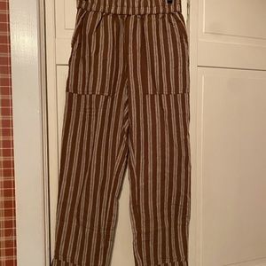 Pact Brown and White Striped Straight Leg Pants